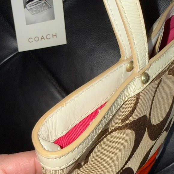 Coach Tan and Multicolor Patchwork Tote - Picture 12 of 13